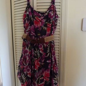 Torrid Floral Pink and Purple Dress with Belt